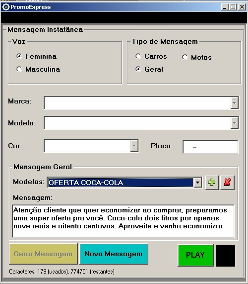Promoexpress - tela do software
